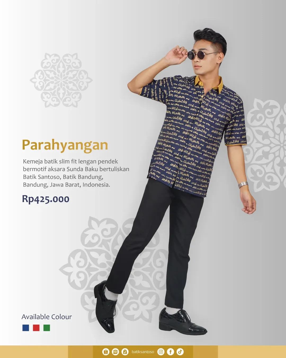 Parahyangan — Kemeja batik slim fit lengan pendek